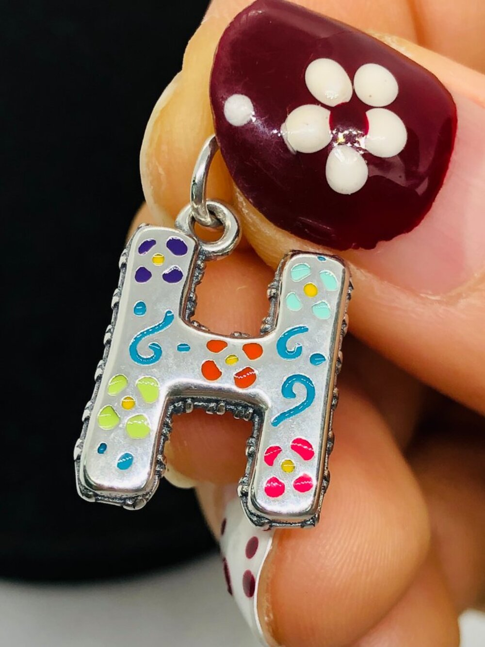 James Avery Enamel Consuela Floral Initial Charm Letter H Dangle Charm
